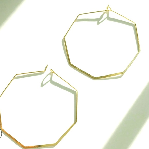 18K Octagon Hoop Earrings - Picture 1 of 3